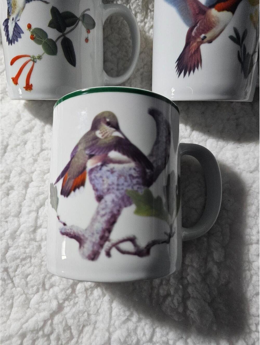 (Set of 3) National Wildlife Federation Humming Birds Coffee Mug Cup White 4.5" - Picture 2 of 12